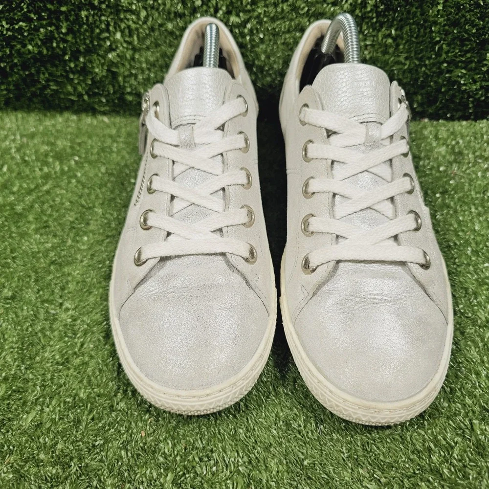 Paul Green Addie Metallic Silver Athletic Zip Up Comfort Sneakers Womens US 7.5